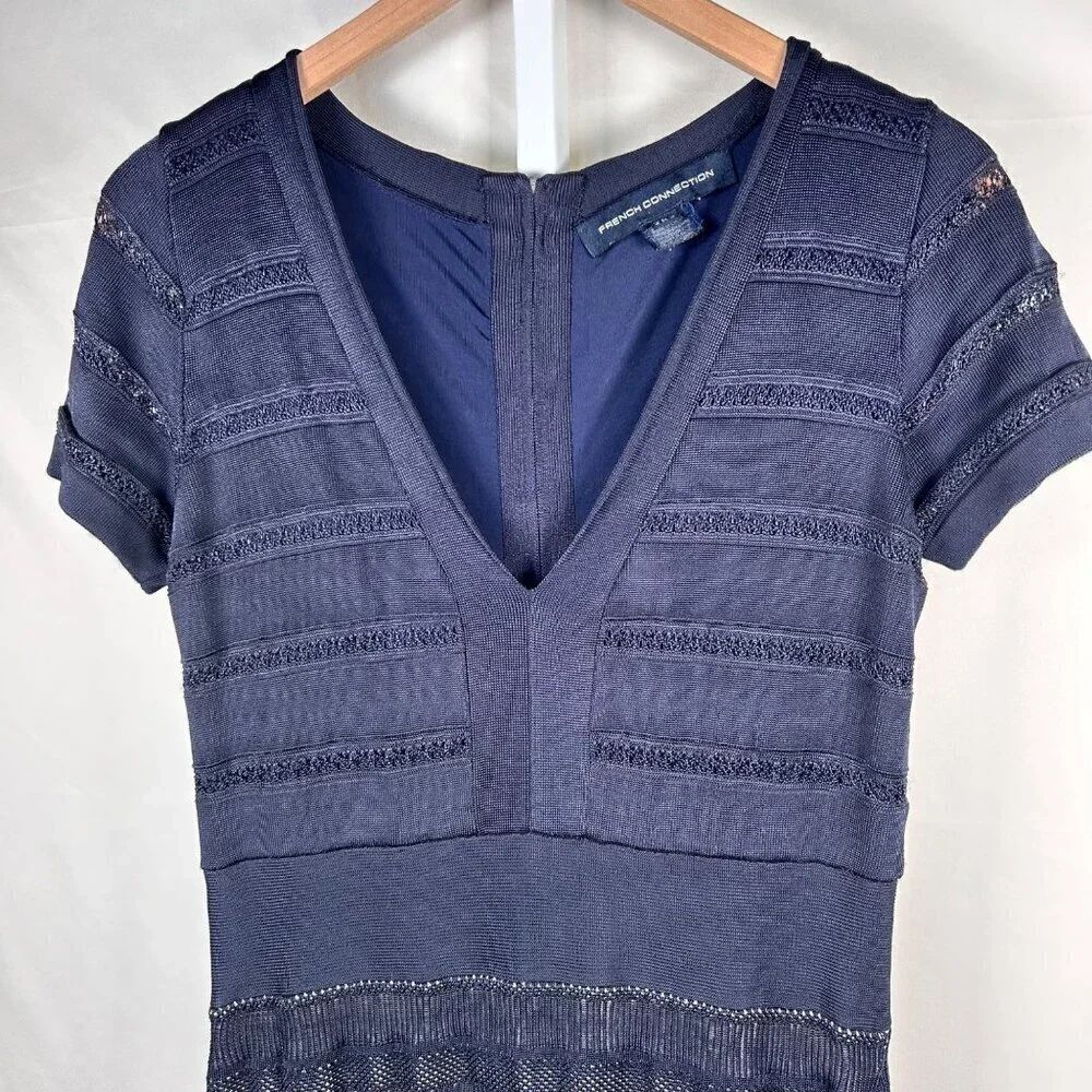 French Connection Size 12 Dress Navy Stretch Work